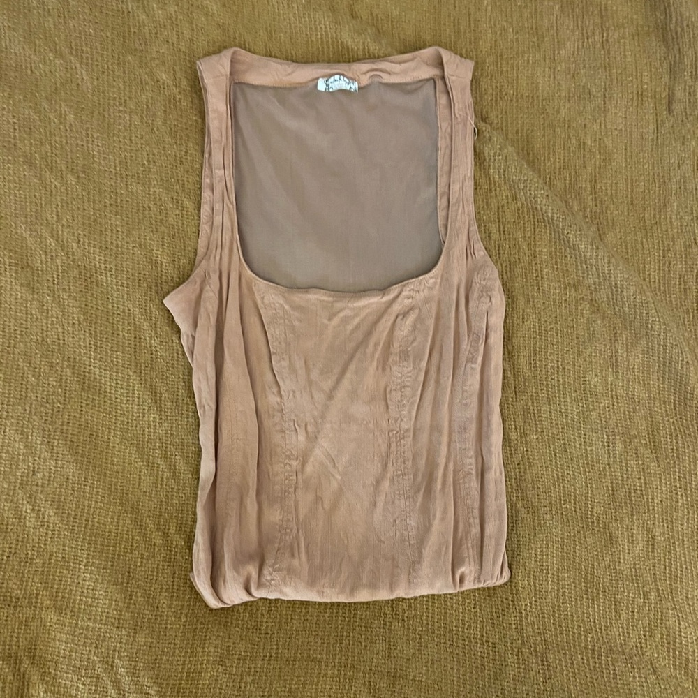 Square Neckline Nude Bodysuit with Sheer Back